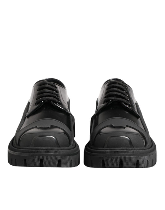 Black Patent Leather Trekking Derby Shoes-Dolce & Gabbana-LabelTerrace.com
