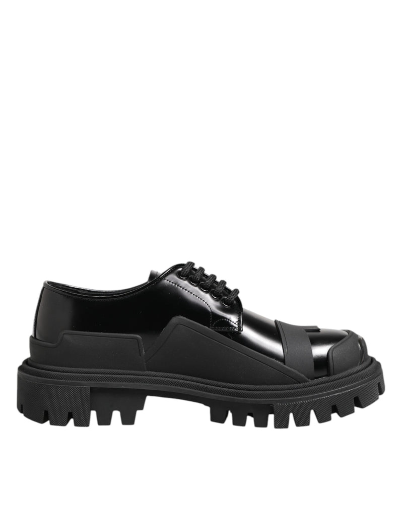 Black Patent Leather Trekking Derby Shoes-Dolce & Gabbana-LabelTerrace.com