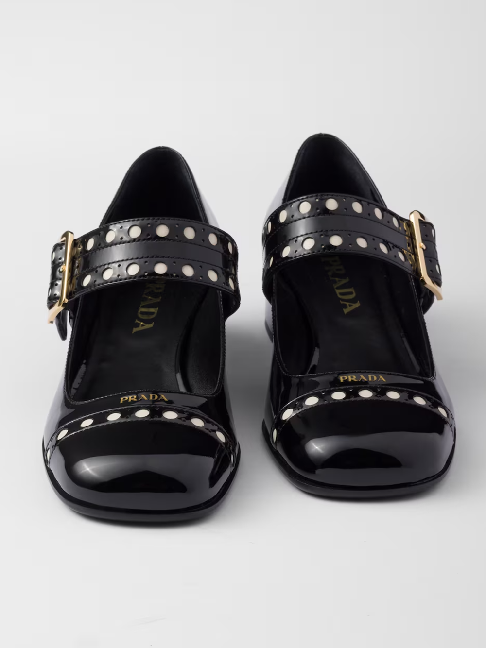 Black Patent leather Mary Jane pumps-Prada-LabelTerrace.com