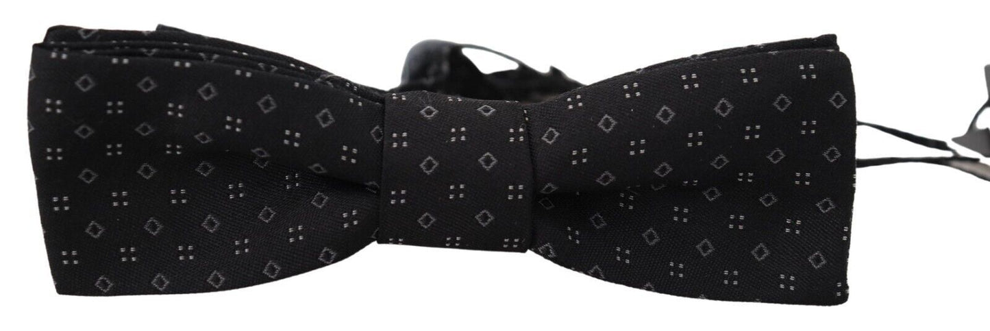 Black Pattern Silk Adjustable Neck Papillon Bow Tie