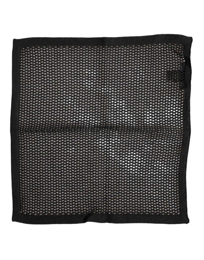Black Patterned Cotton Square Foulard Scarf-Dolce & Gabbana-LabelTerrace.com