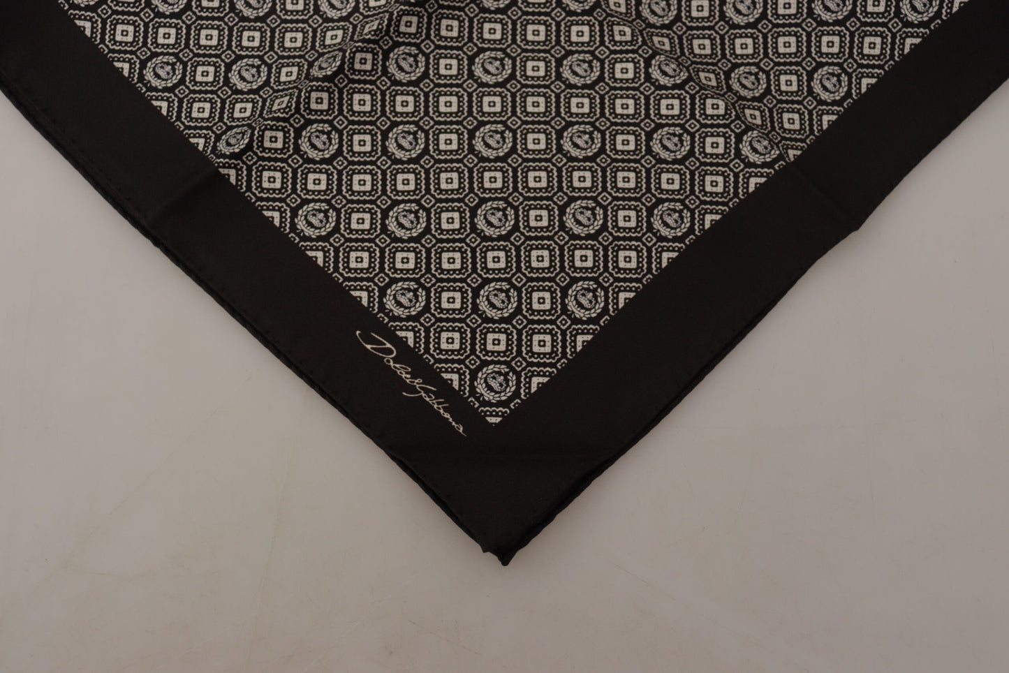 Black Patterned DG Logo Square Handkerchief Scarf-Dolce & Gabbana-LabelTerrace.com