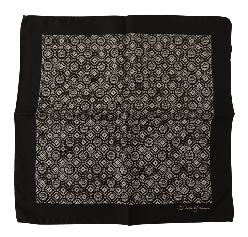 Black Patterned DG Logo Square Handkerchief Scarf-Dolce & Gabbana-LabelTerrace.com