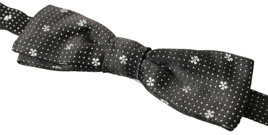 Black Patterned Silk Adjustable Men Neck Papillon Bow Tie-Dolce & Gabbana-LabelTerrace.com