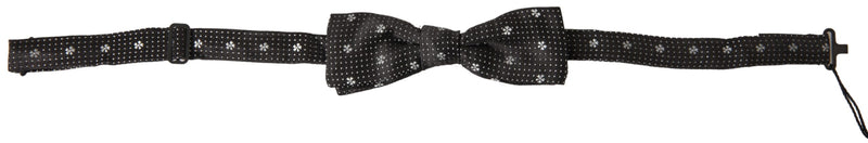 Black Patterned Silk Adjustable Men Neck Papillon Bow Tie-Dolce & Gabbana-LabelTerrace.com