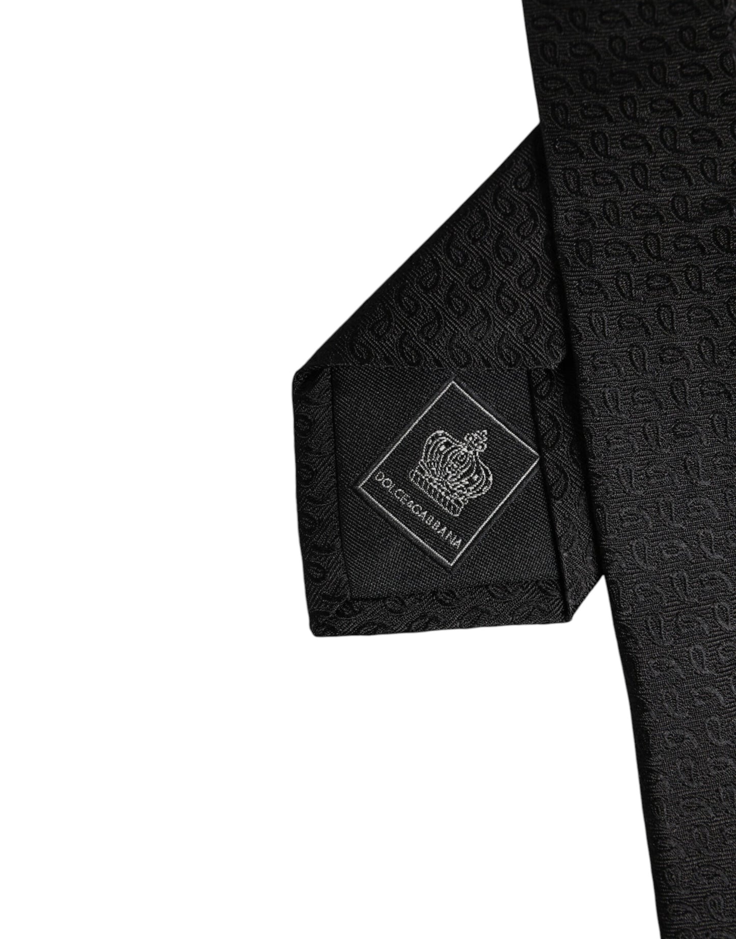 Black Patterned Silk Adjustable Necktie Tie-Dolce & Gabbana-LabelTerrace.com