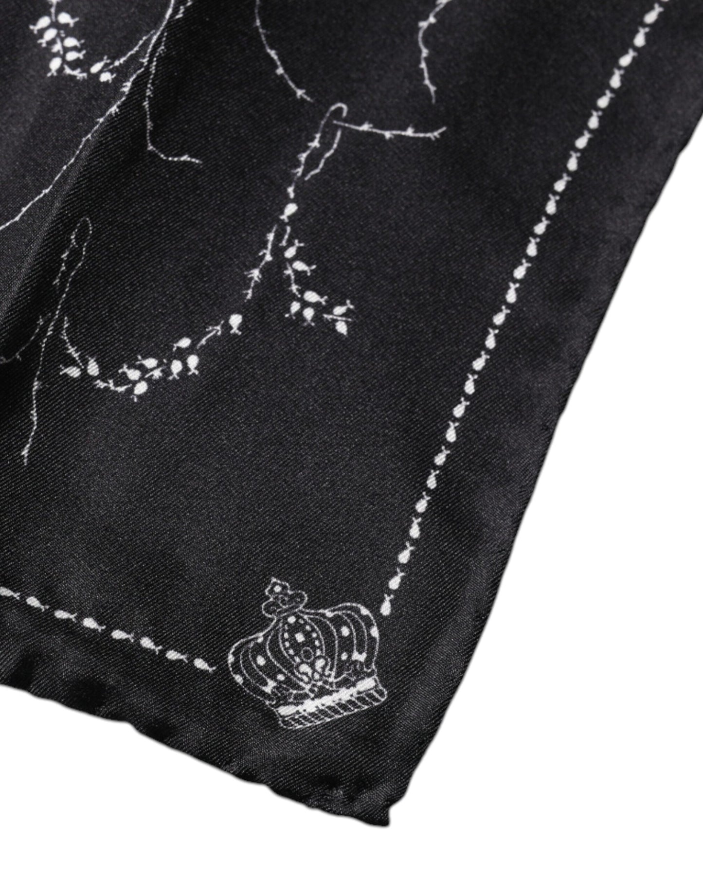 Black Patterned Silk Handkerchief Scarf-Dolce & Gabbana-LabelTerrace.com