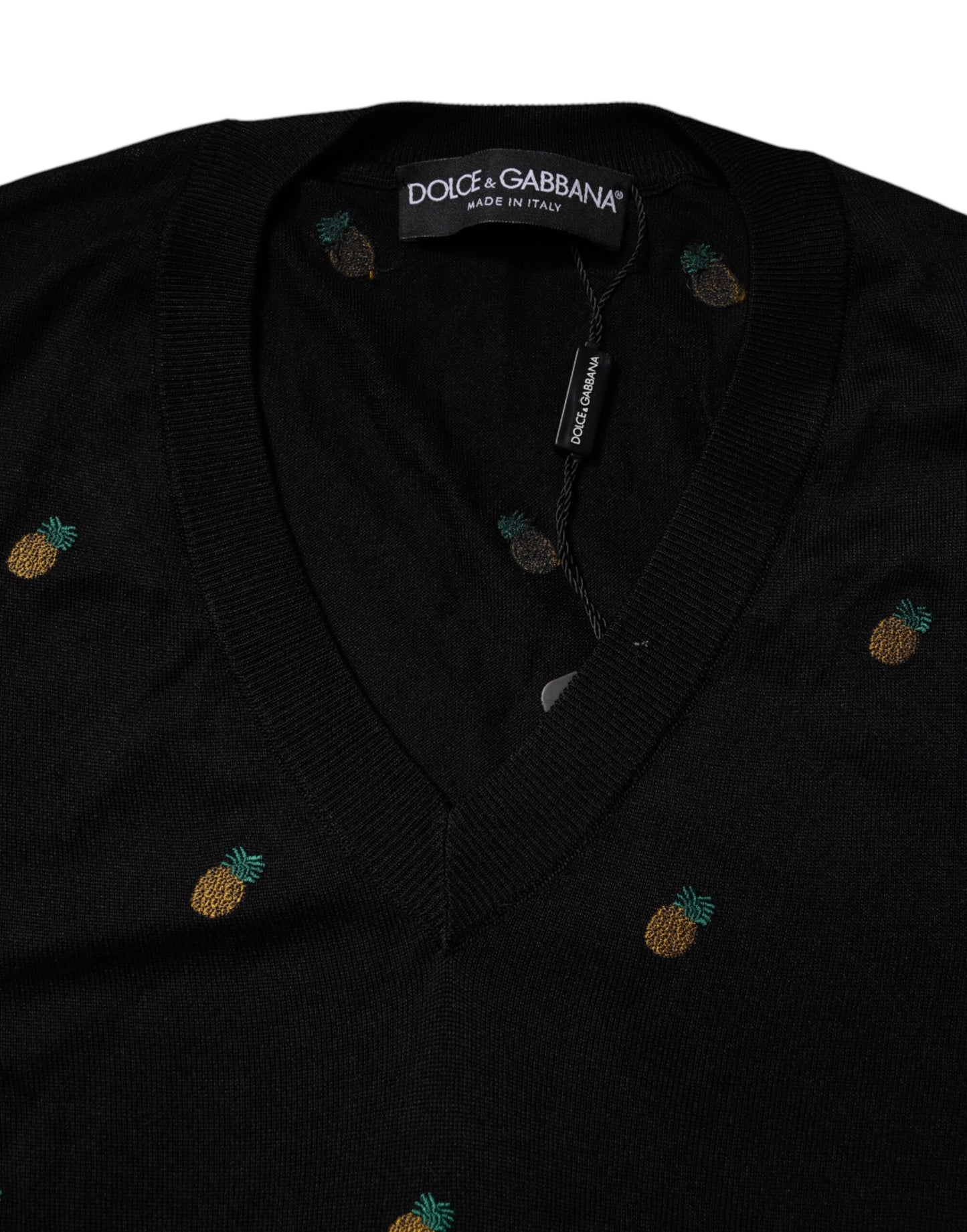 Black Pineapple Crew Neck Pullover Sweater-Dolce & Gabbana-LabelTerrace.com