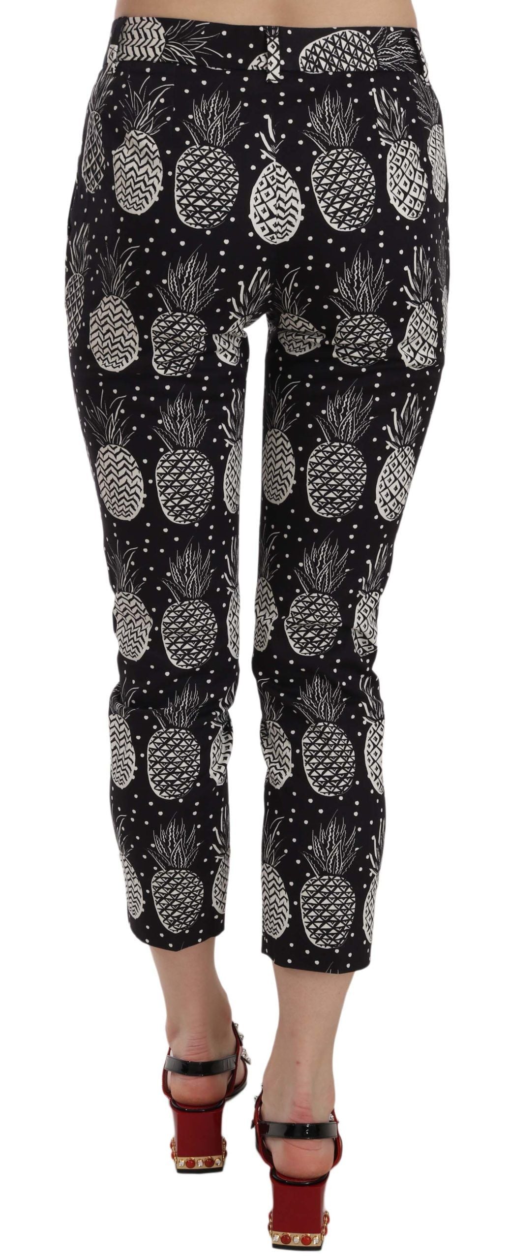 Black Pineapple Print Skinny Capri Pants-Dolce & Gabbana-LabelTerrace.com