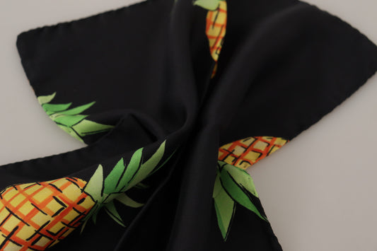 Black Pineapple Printed Square Handkerchief Scarf-Dolce & Gabbana-LabelTerrace.com