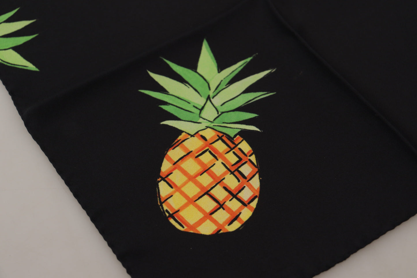 Black Pineapple Printed Square Handkerchief Scarf-Dolce & Gabbana-LabelTerrace.com