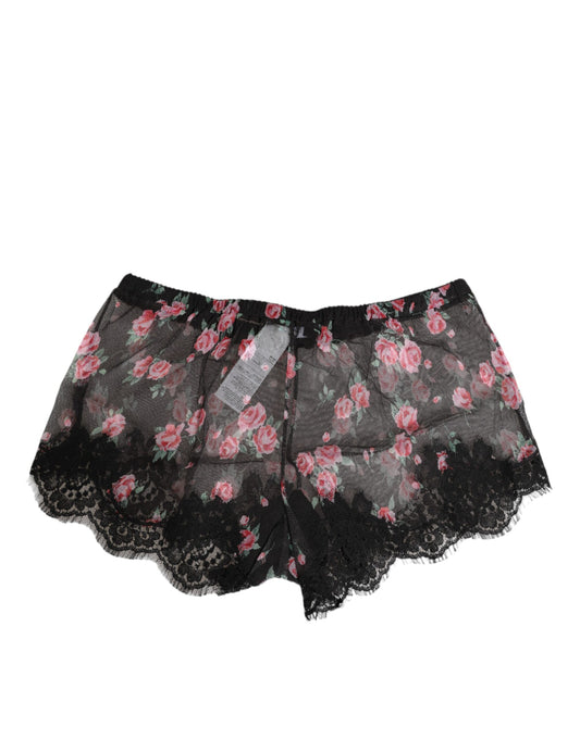 Black Pink Floral Lace Mesh Lingeri Underwear-Dolce & Gabbana-LabelTerrace.com