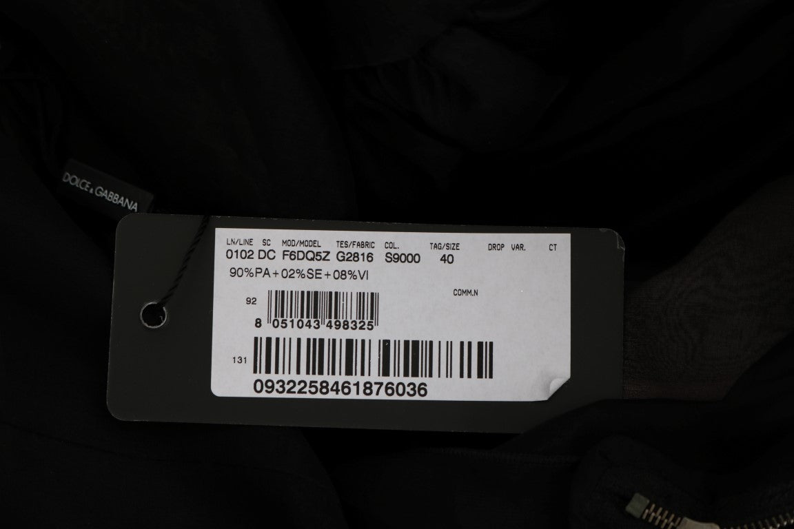 Black Pink Silk Long Shift Dress-Dolce & Gabbana-LabelTerrace.com