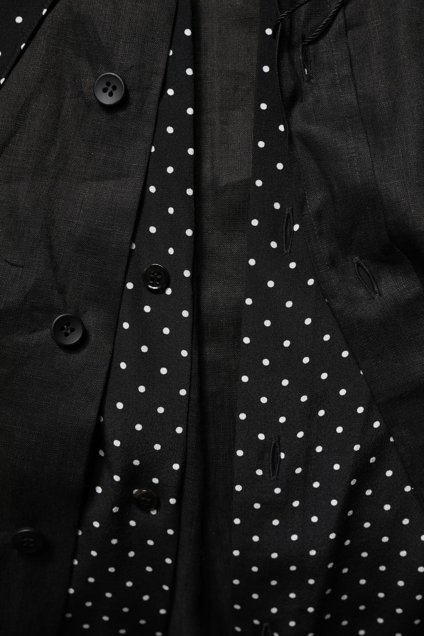 Black Polka Dot Collar Tie Neck Casual Shirt-Dolce & Gabbana-LabelTerrace.com
