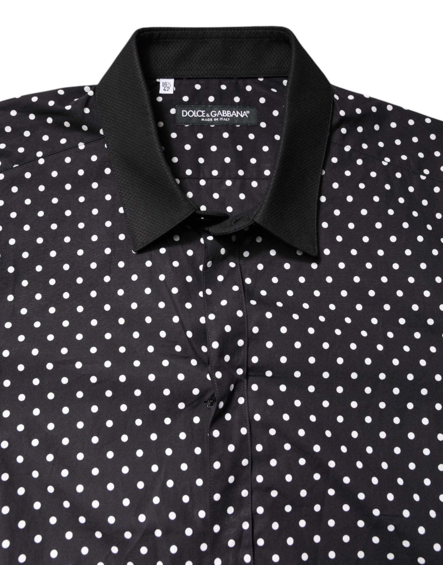 Black Polka Dot Cotton Formal Dress Shirt-Dolce & Gabbana-LabelTerrace.com