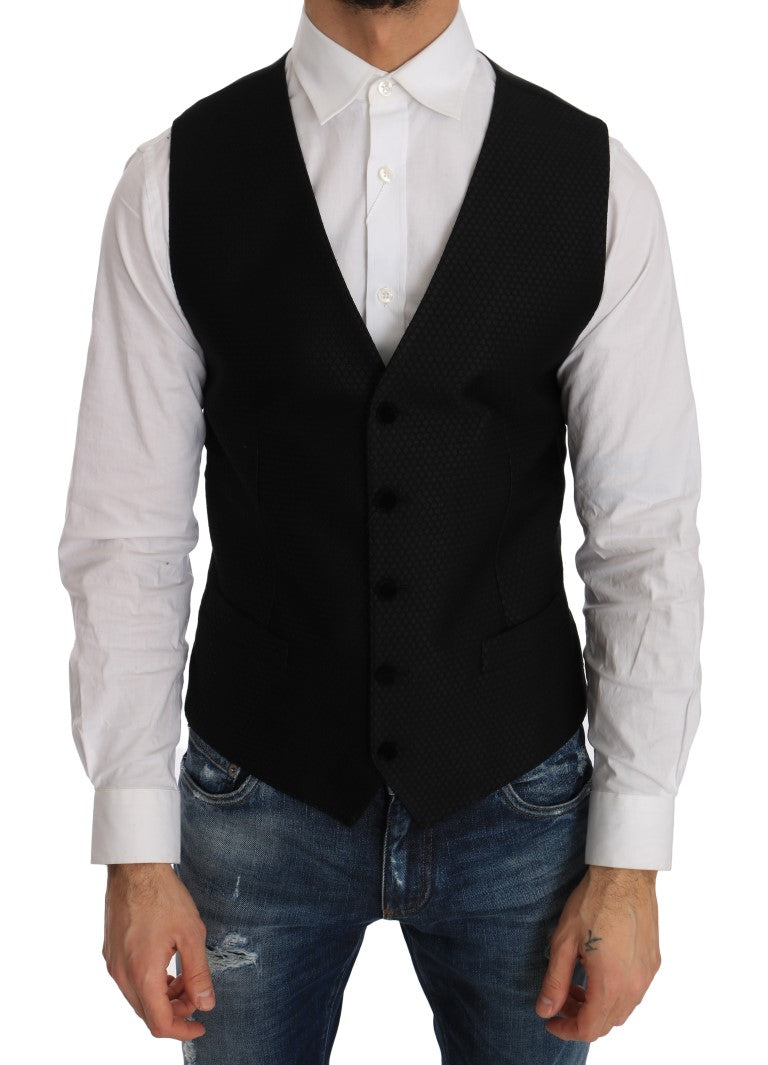 Black Polka Dot Pattern Vest-Dolce & Gabbana-LabelTerrace.com