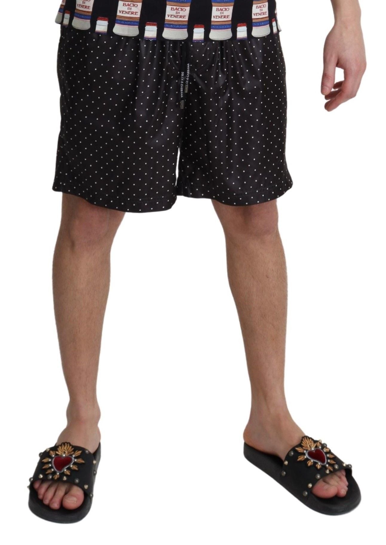 Black Polka Dot Print Beachwear Swimwear-Dolce & Gabbana-LabelTerrace.com