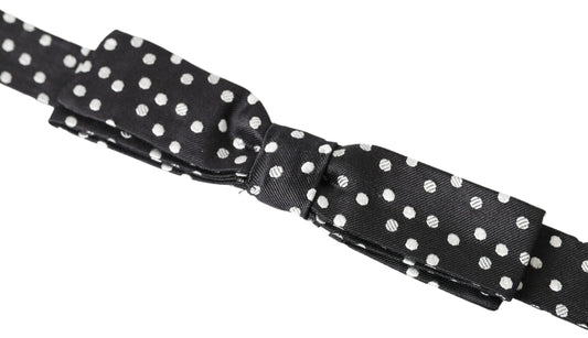 Black Polka Dot Silk Adjustable Men Neck Papillon Bow Tie-Dolce & Gabbana-LabelTerrace.com