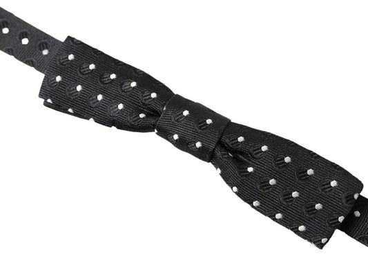 Black Polka Dot Silk Adjustable Men Neck Papillon Bow Tie-Dolce & Gabbana-LabelTerrace.com