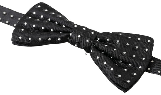 Black Polka Dot Silk Adjustable Men Neck Papillon Bow Tie-Dolce & Gabbana-LabelTerrace.com