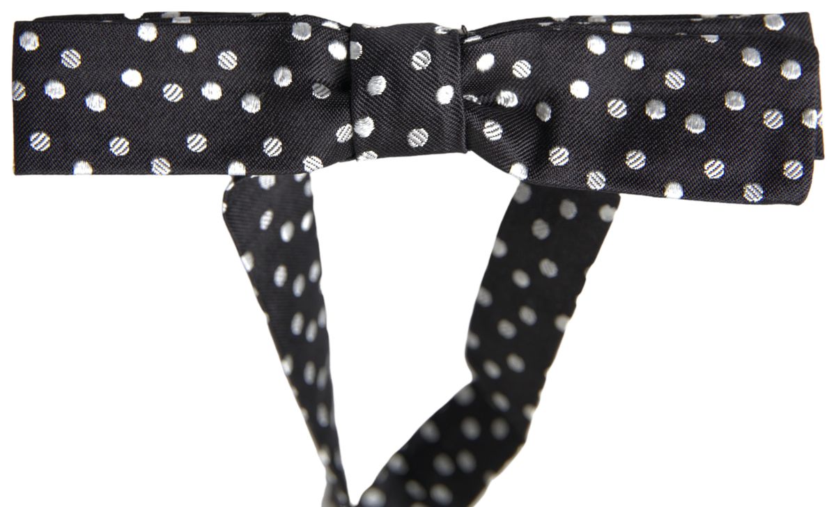 Black Polka Dot Silk Adjustable Men Neck Papillon Bow Tie-Dolce & Gabbana-LabelTerrace.com