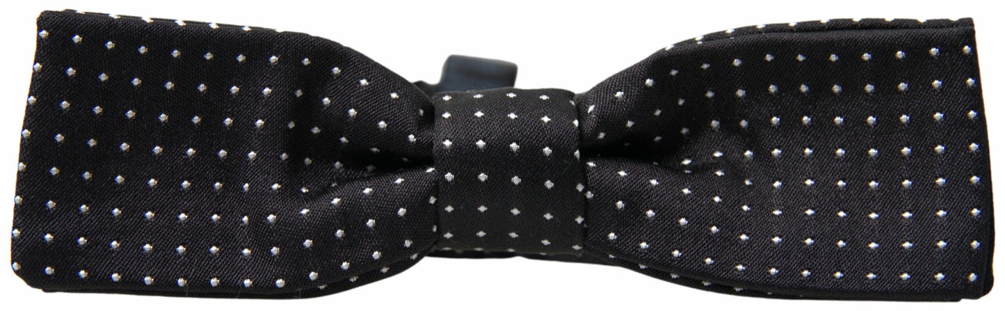 Black Polka Dot Silk Adjustable Men Neck Papillon Bow Tie-Dolce & Gabbana-LabelTerrace.com
