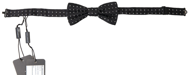 Black Polka Dot Silk Adjustable Men Neck Papillon Bow Tie-Dolce & Gabbana-LabelTerrace.com