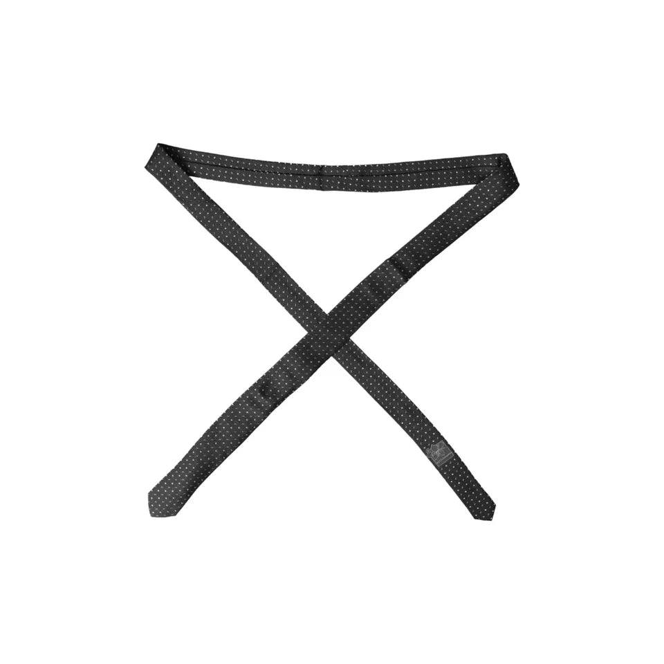 Black Polka Dot Silk Adjustable Men Tie-Dolce & Gabbana-LabelTerrace.com