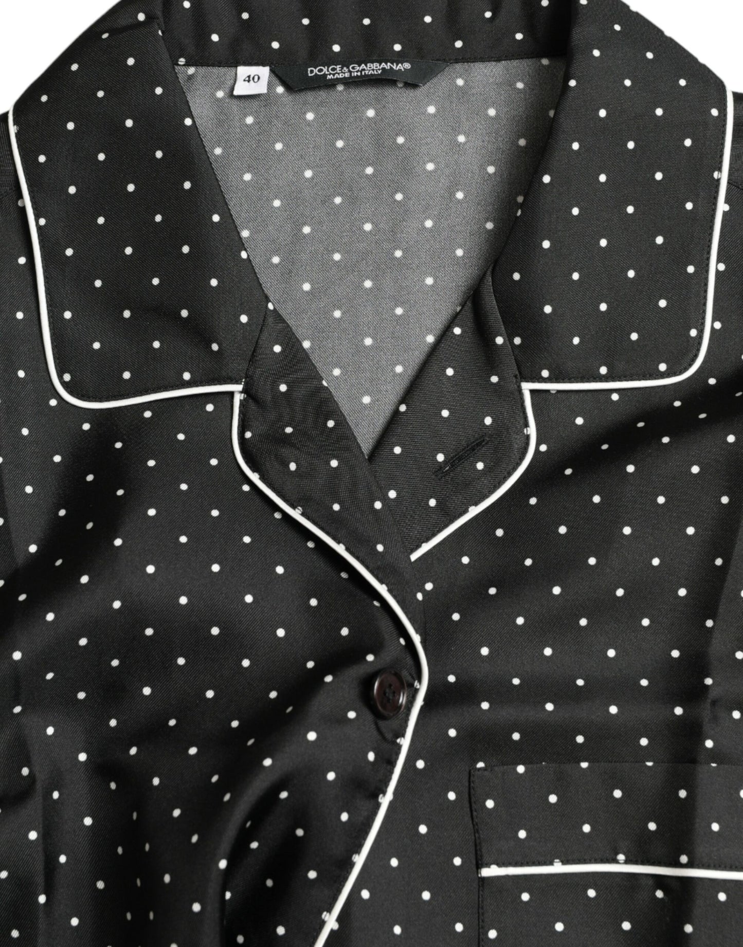 Black Polka Dot Silk Long Sleeve Shirt-Dolce & Gabbana-LabelTerrace.com