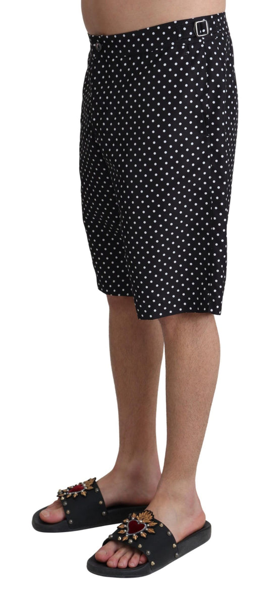 Black Polka Dots Beachwear Shorts Swimwear-Dolce & Gabbana-LabelTerrace.com