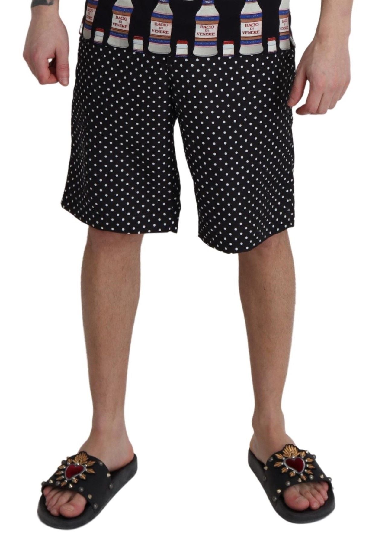 Black Polka Dots Beachwear Shorts Swimwear-Dolce & Gabbana-LabelTerrace.com