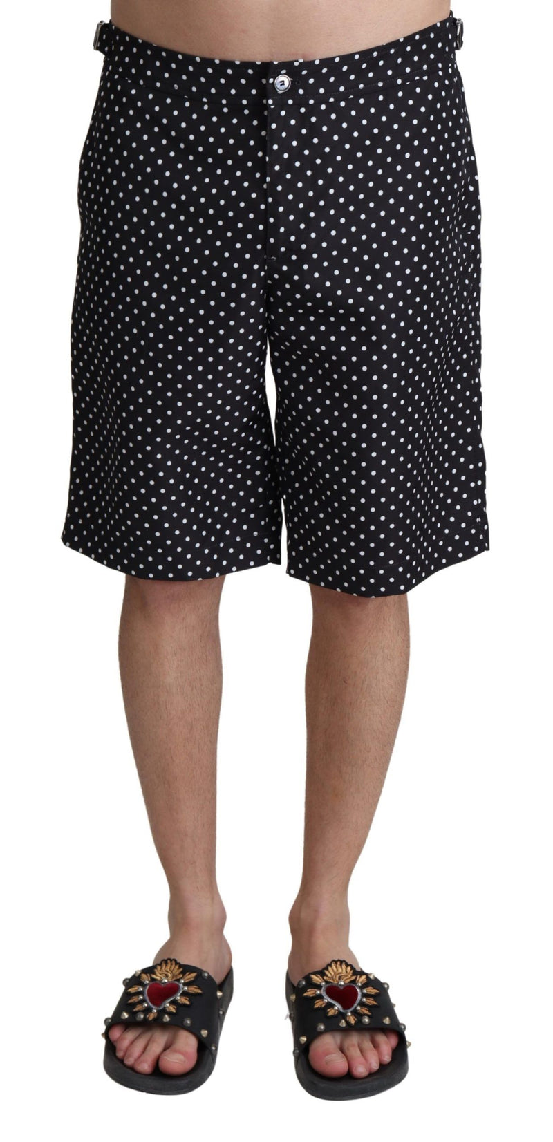Black Polka Dots Beachwear Shorts Swimwear-Dolce & Gabbana-LabelTerrace.com