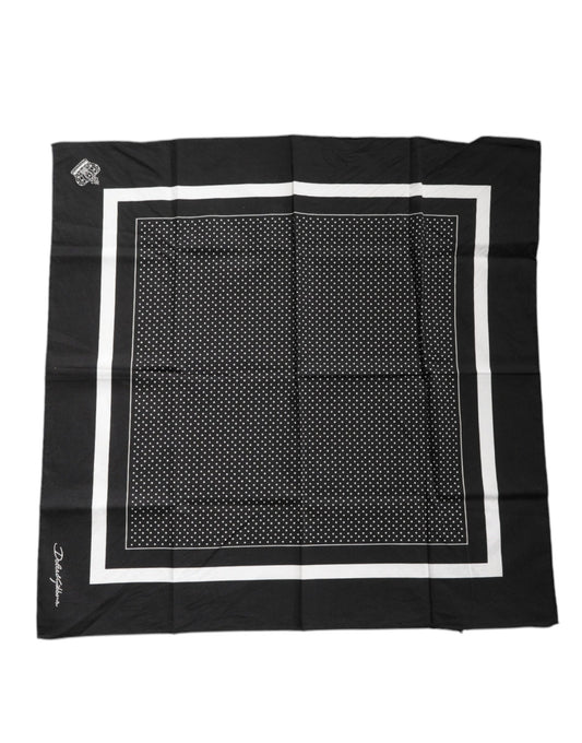 Black Polka Dots Cotton Handkerchief Scarf-Dolce & Gabbana-LabelTerrace.com