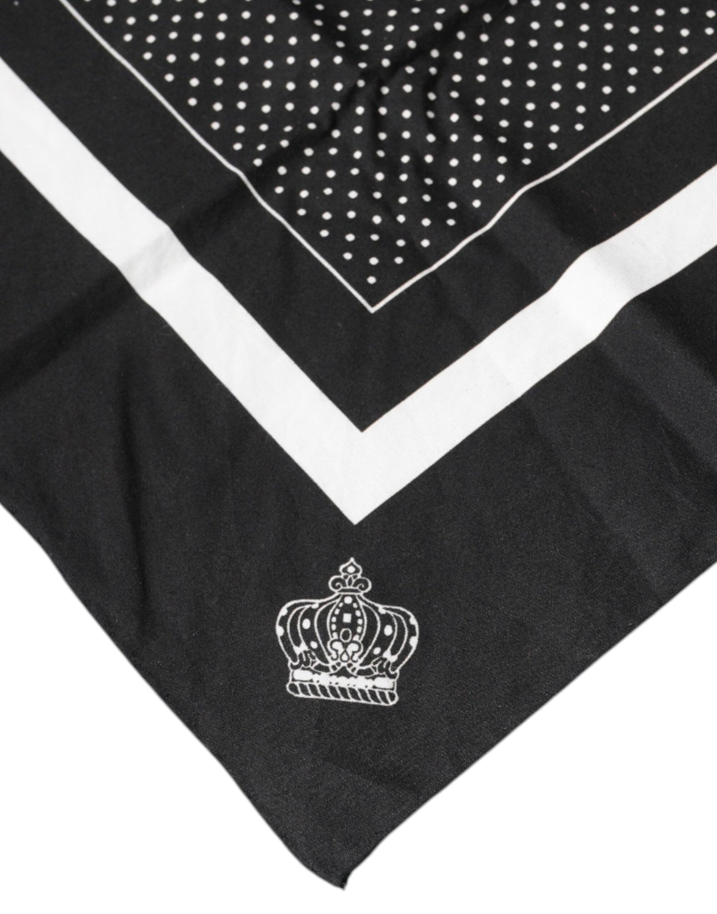Black Polka Dots Cotton Handkerchief Scarf-Dolce & Gabbana-LabelTerrace.com