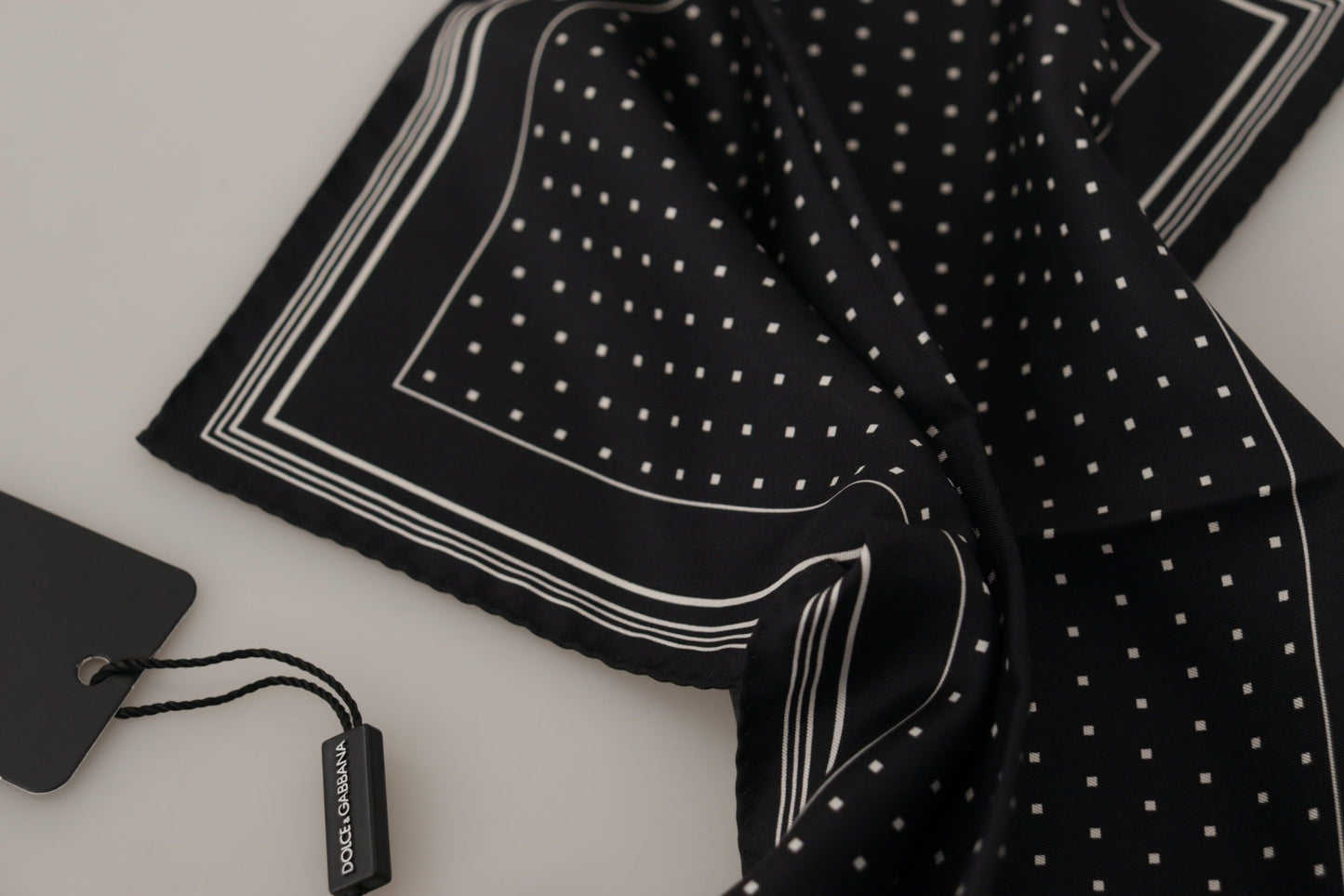 Black Polka Dots DG Logo Square Handkerchief-Dolce & Gabbana-LabelTerrace.com