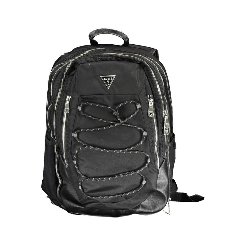 Black Polyamide Men Backpack-Guess Jeans-LabelTerrace.com