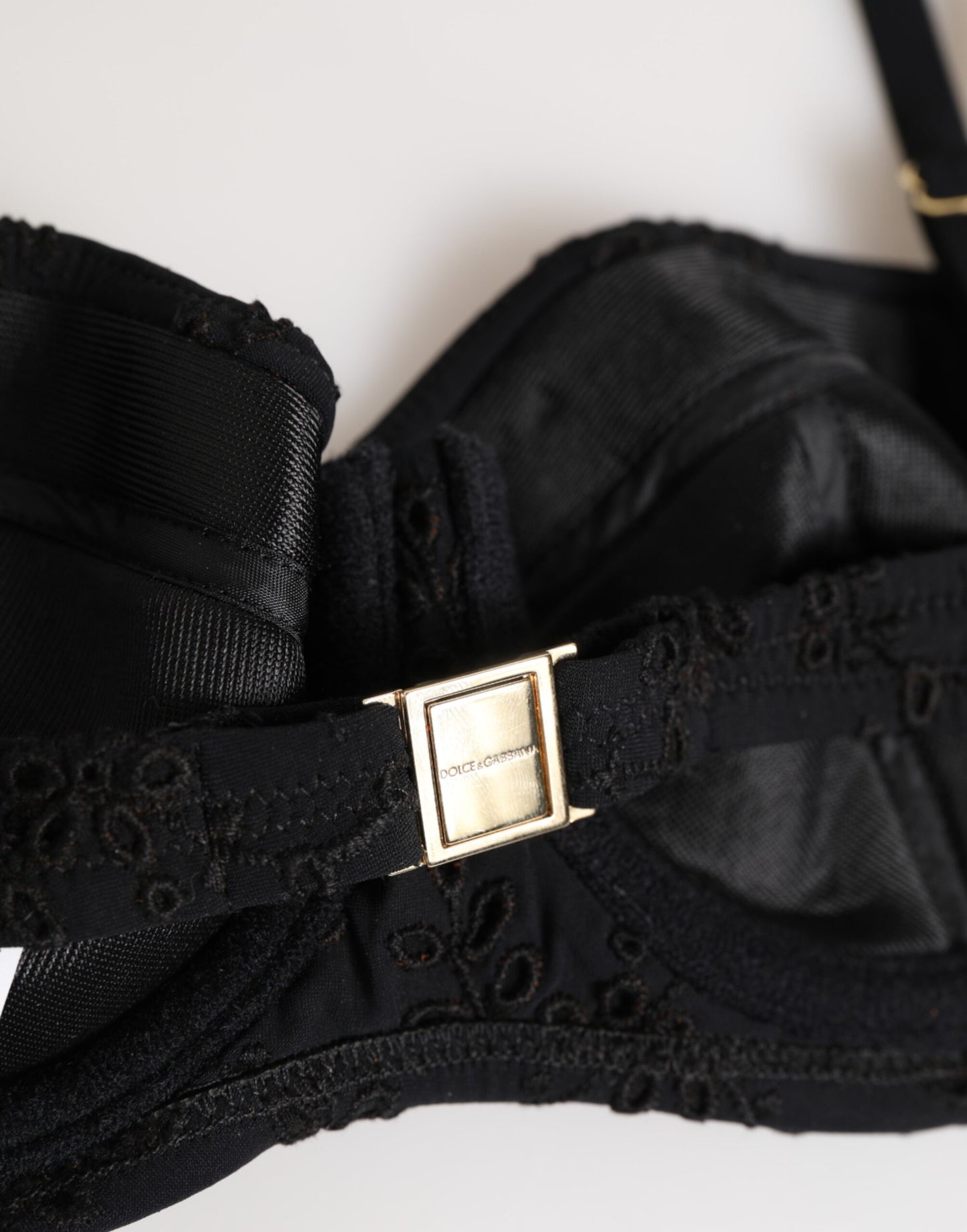 Black Polyester Embroidered Underwire Bra Underwear-Dolce & Gabbana-LabelTerrace.com