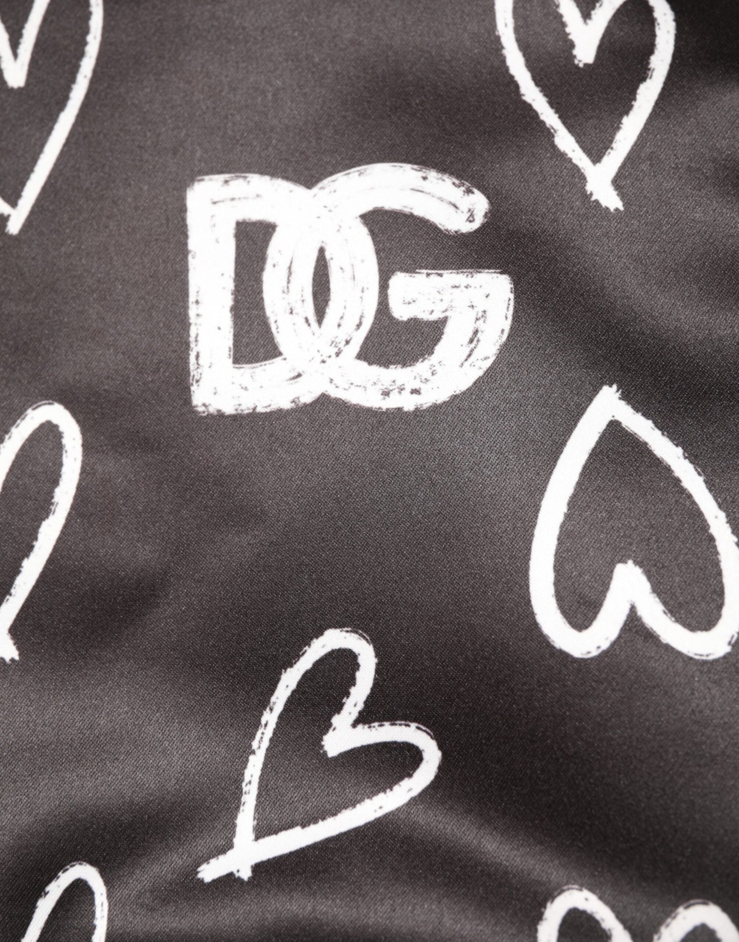 Black Polyester Heart Print Bomber Jacket-Dolce & Gabbana-LabelTerrace.com