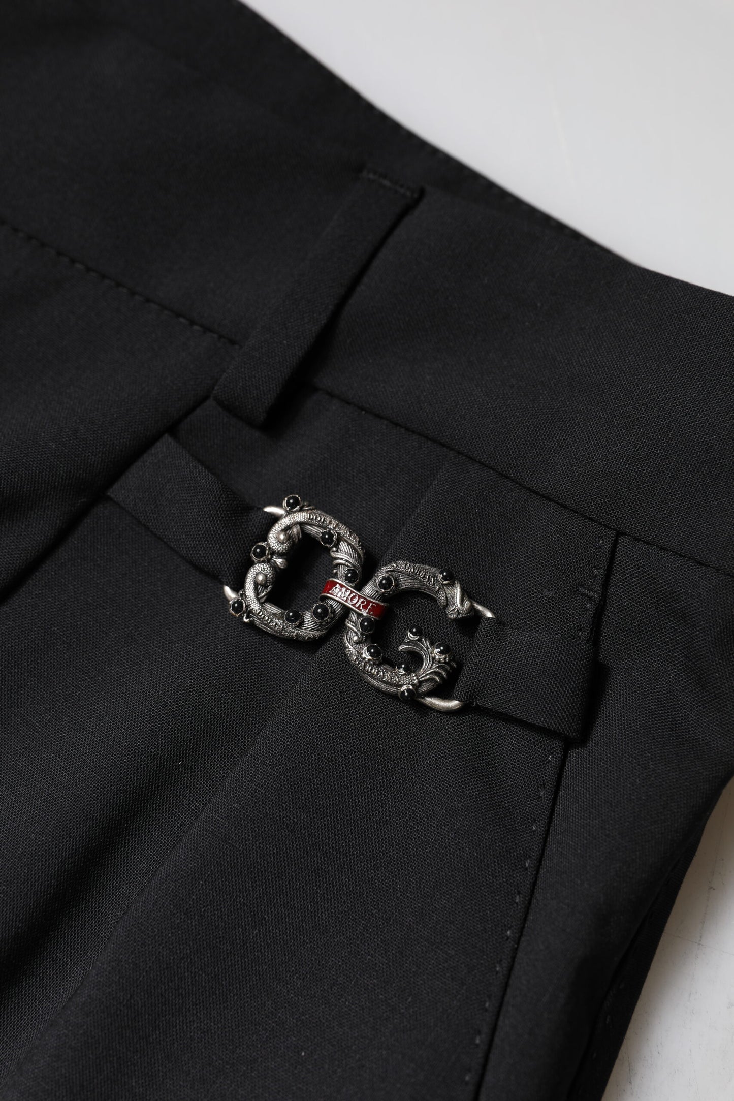 Black Polyester High Waist Dress Pants-Dolce & Gabbana-LabelTerrace.com