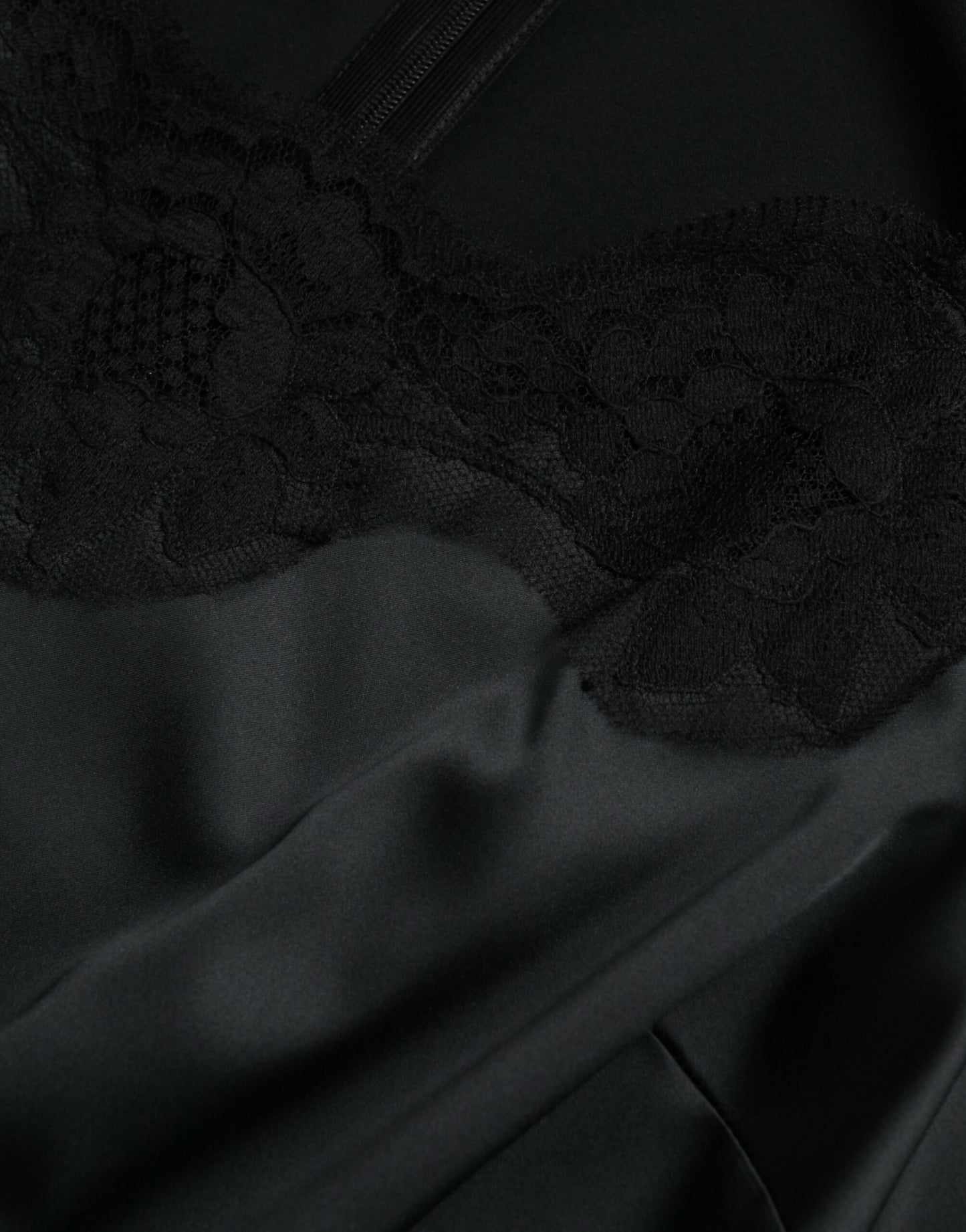 Black Polyester Lace Trim Sheath Midi Dress-Dolce & Gabbana-LabelTerrace.com