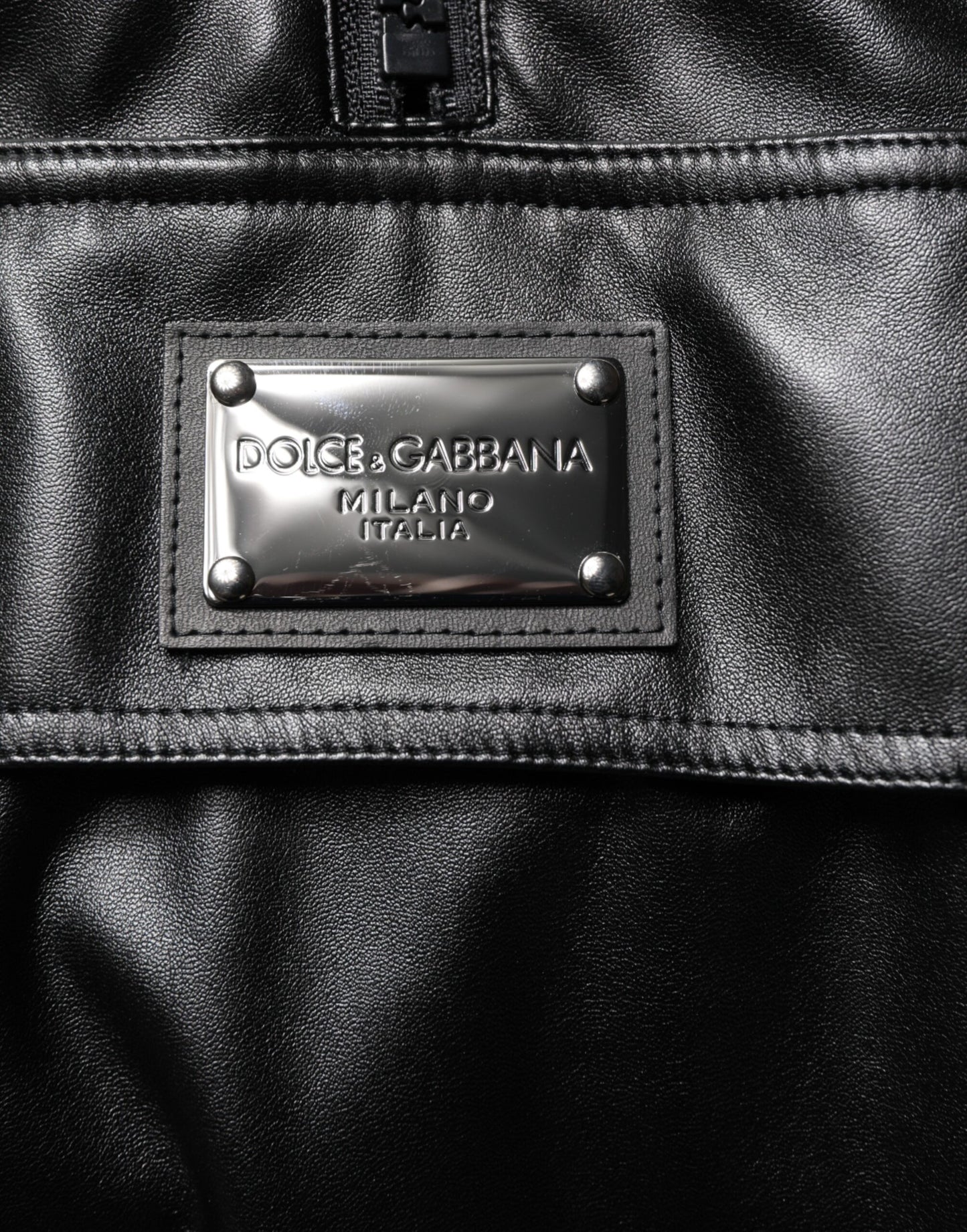 Black Polyester Logo Plaque Bomber Jacket-Dolce & Gabbana-LabelTerrace.com