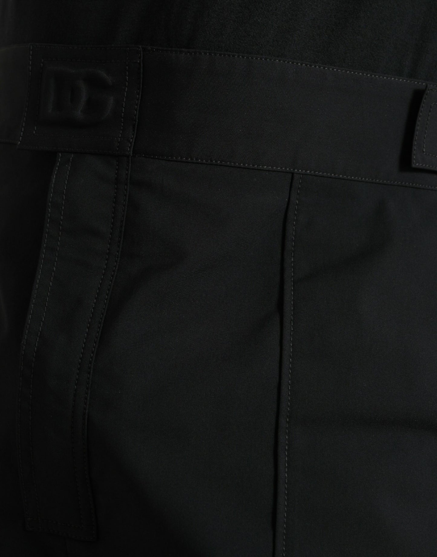 Black Polyester Logo Straight Pants-Dolce & Gabbana-LabelTerrace.com