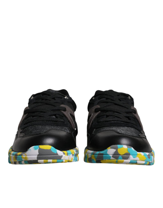 Black Polyester Low Top Men Sneakers Shoes-Dolce & Gabbana-LabelTerrace.com