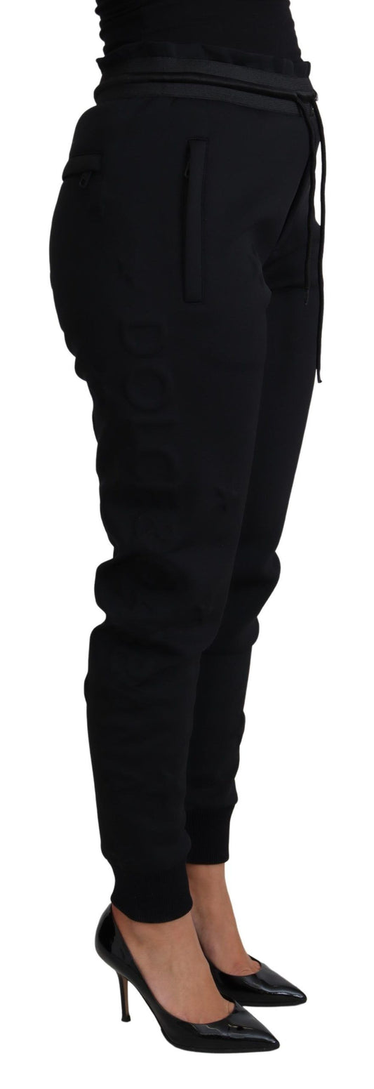 Black Polyester Neoprene Jogger Trouser Pants-Dolce & Gabbana-LabelTerrace.com
