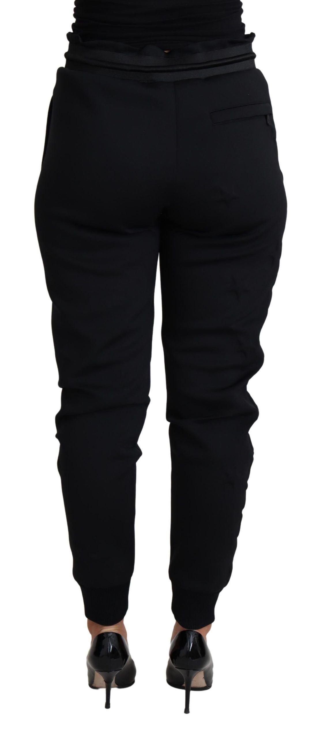 Black Polyester Neoprene Jogger Trouser Pants-Dolce & Gabbana-LabelTerrace.com