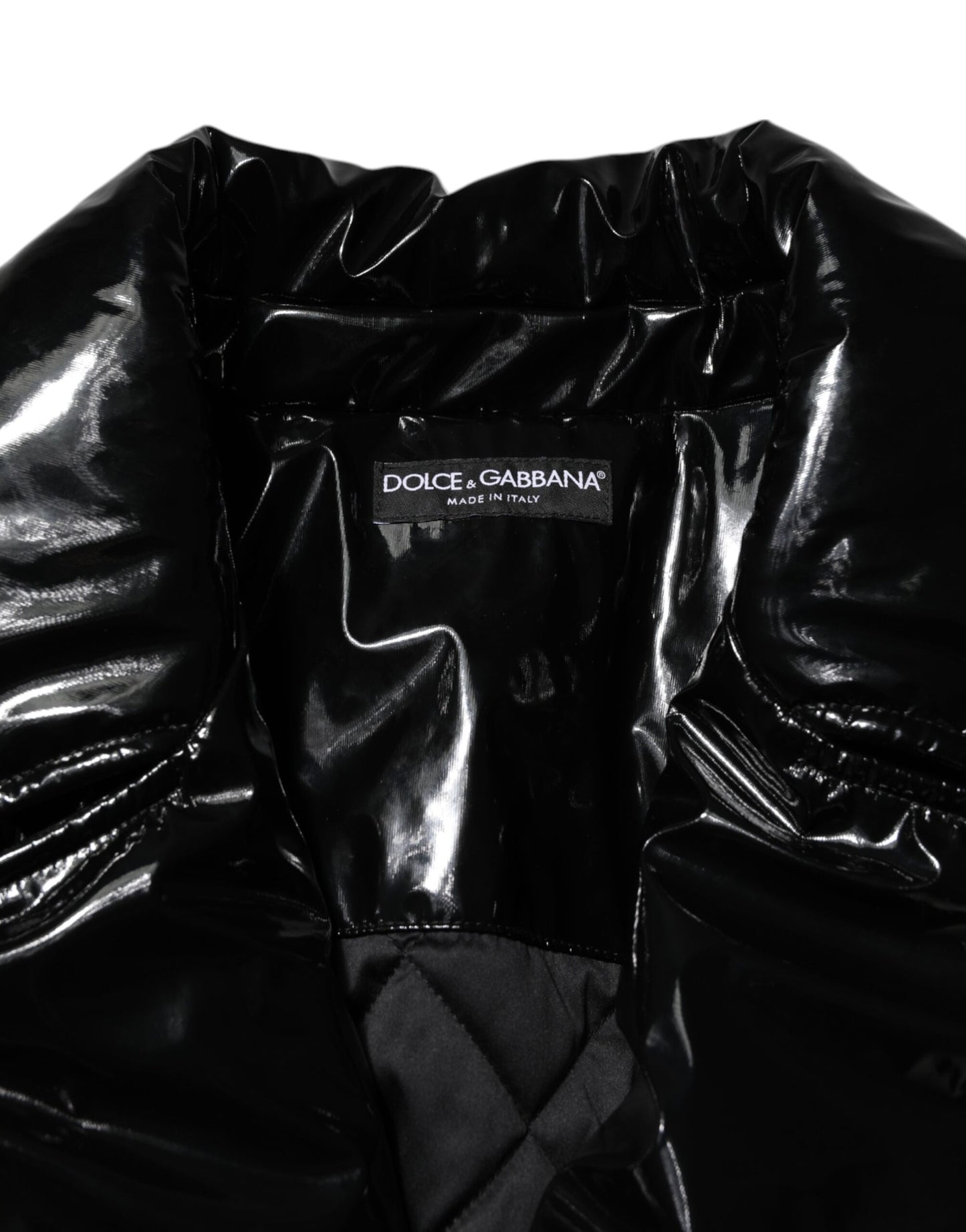 Black Polyester Quilted Puffer Coat Jacket-Dolce & Gabbana-LabelTerrace.com