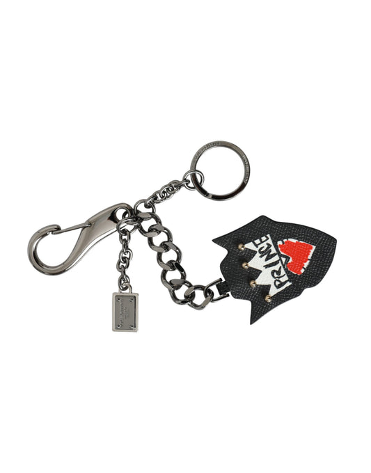 Black Prince Studs Logo Silver Brass Keychain Keyring-Dolce & Gabbana-LabelTerrace.com