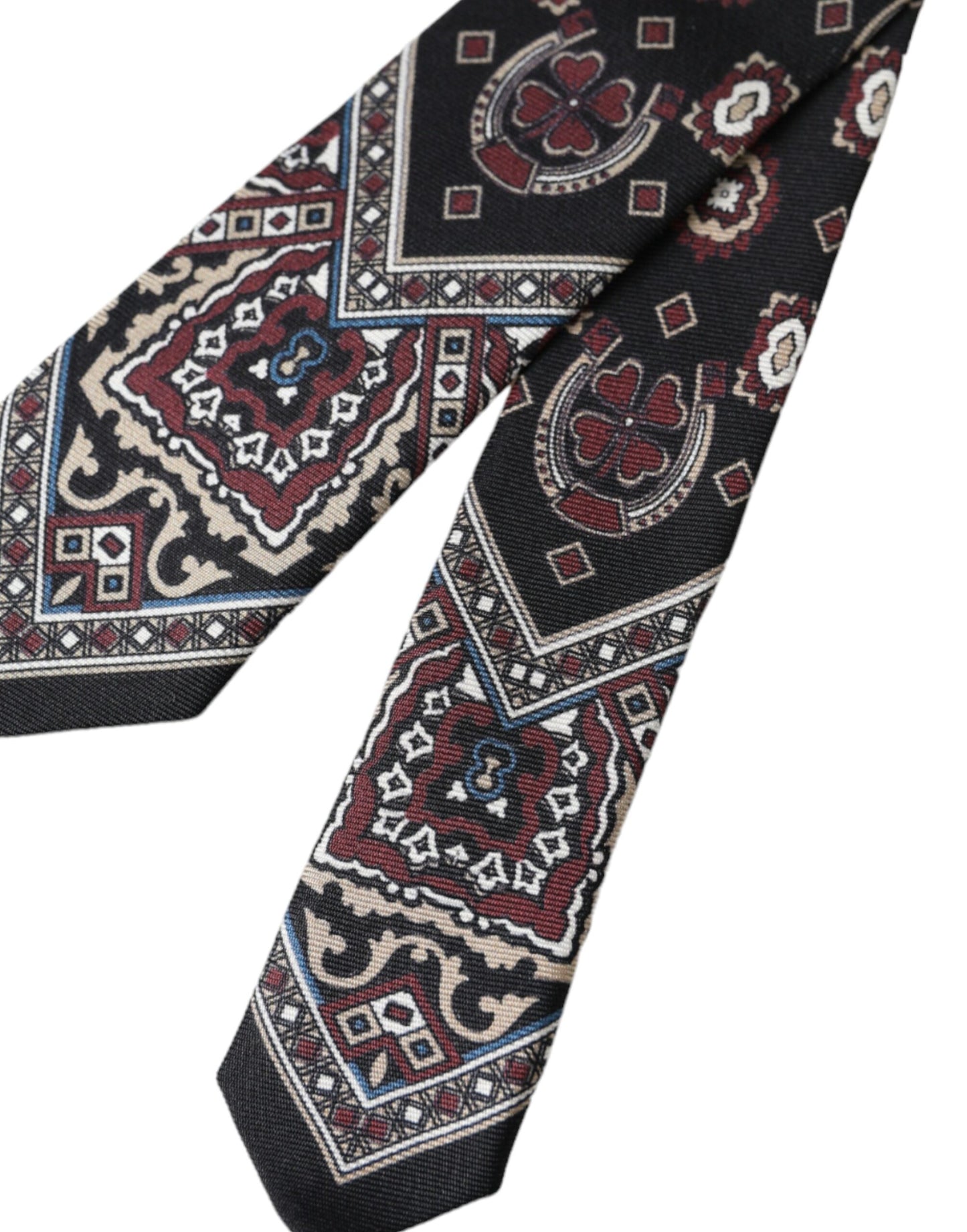 Black Printed 100% Silk Adjustable Men Tie-Dolce & Gabbana-LabelTerrace.com