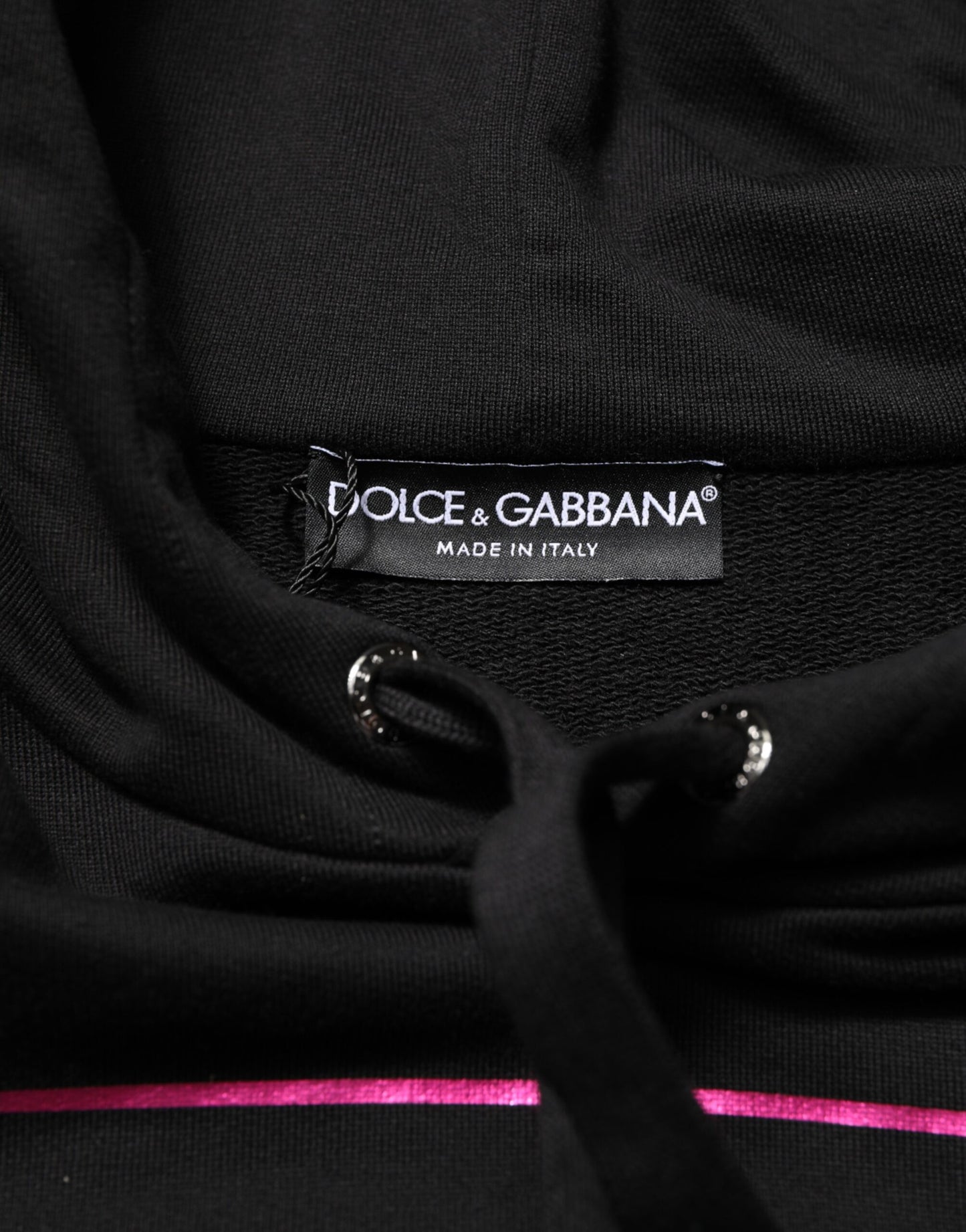 Black Printed Hooded Men Sweatshirt Sweater-Dolce & Gabbana-LabelTerrace.com