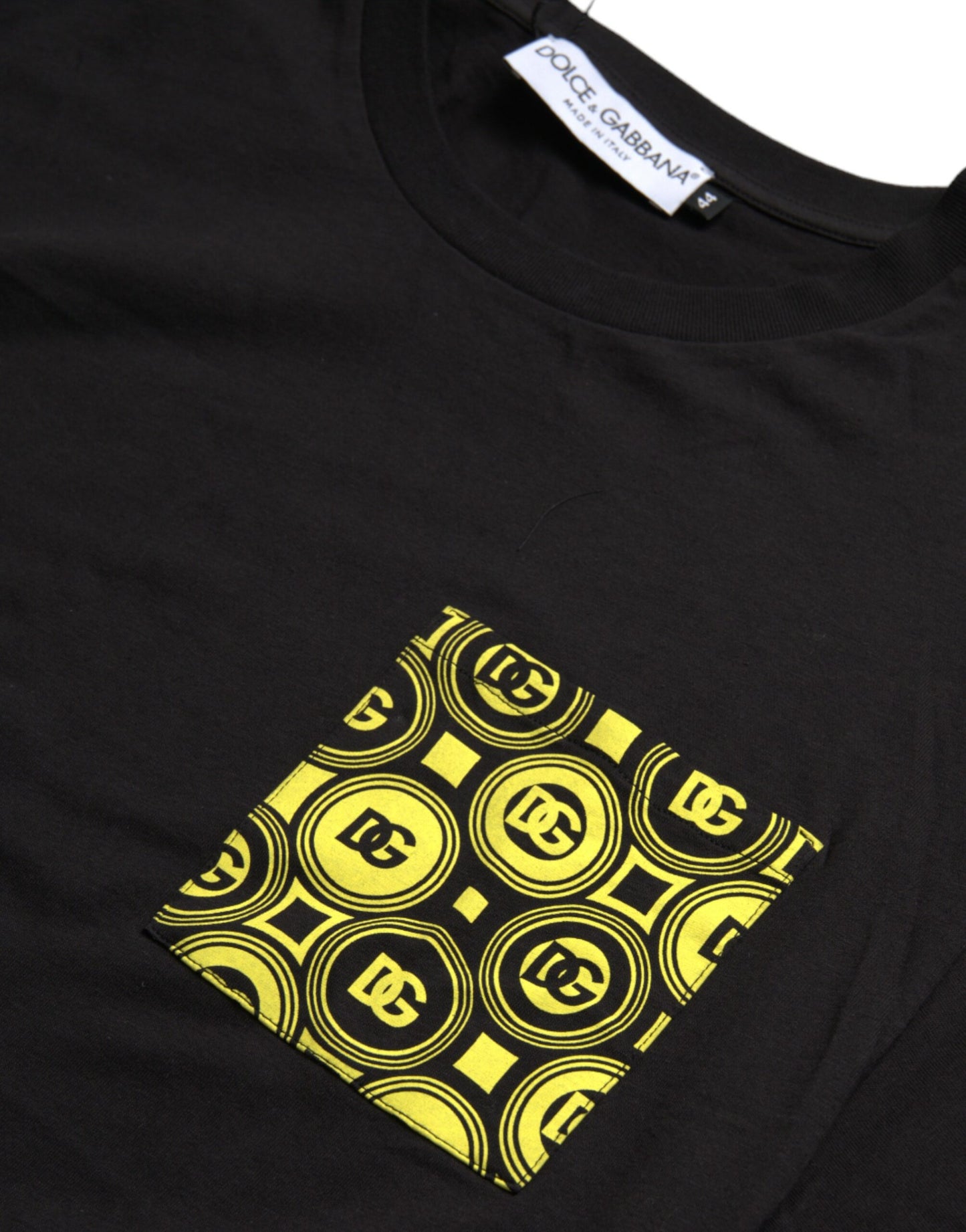 Black Printed Pocket Cotton Crewneck T-shirt-Dolce & Gabbana-LabelTerrace.com